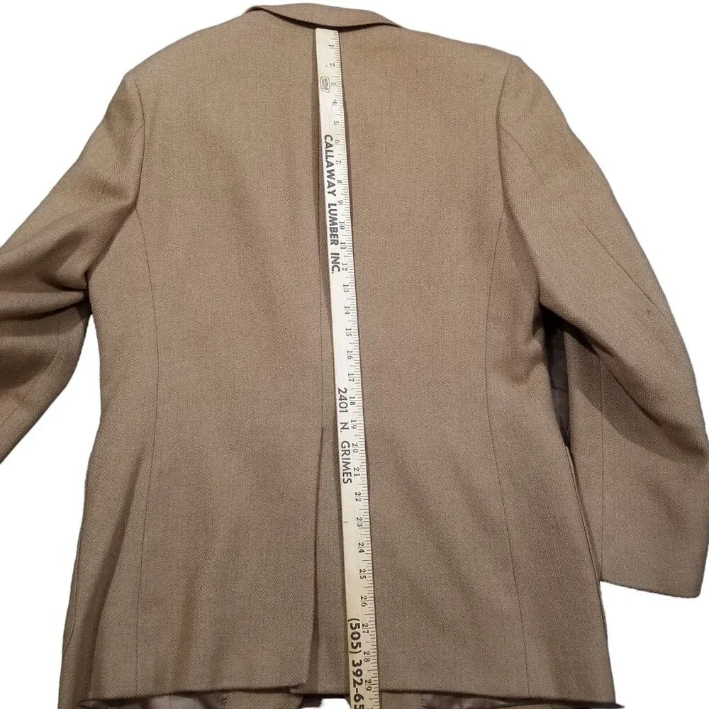 Mens Vtg Y2K Bartolini Blazer Sport Coat Camel Hair Wool Herringbone Gold Button